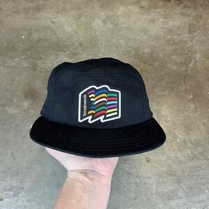Smartwool 5 Panel Hat Black Adjustable Strapback Embroidered Logo Camper Cap